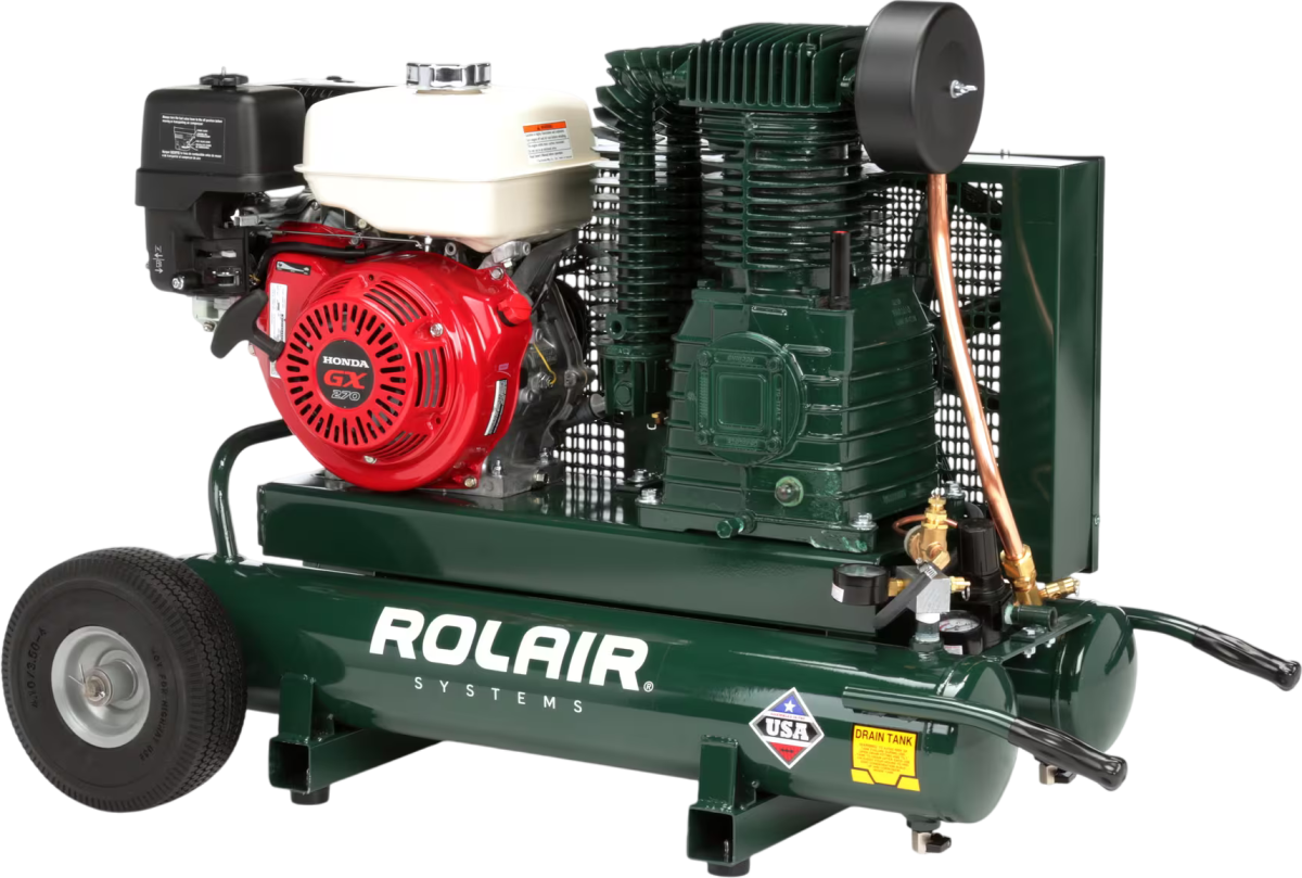 Rolair 8422HK30 Air Compressor Wheeled 9 Gal. Gas 9 HP Honda GX270 Engine Two Stage Pump New - Image 1