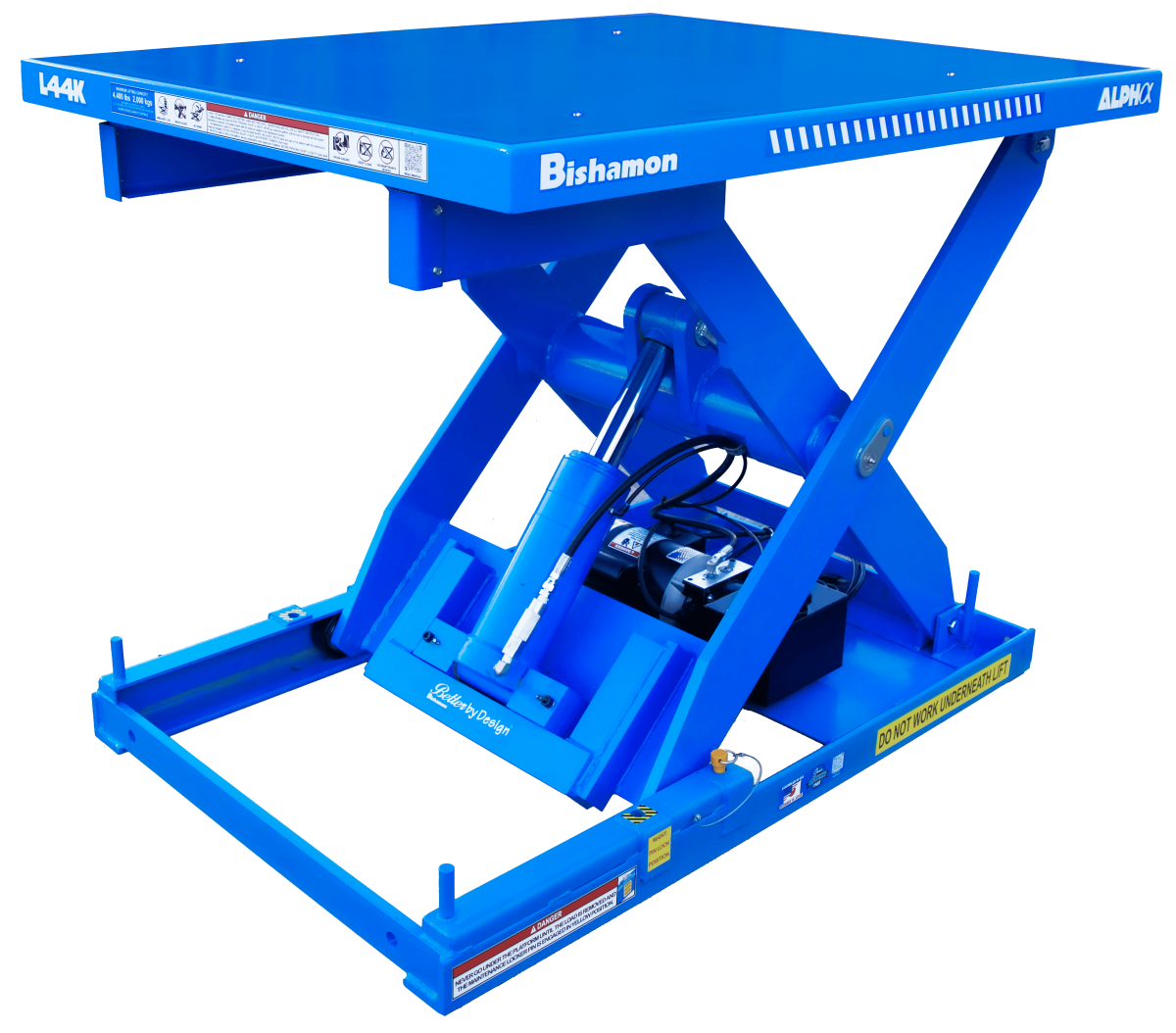 Bishamon L44K Alpha Electric-Hydraulic Lift Table Rotating Single Scissor 4,400 Lbs Load New - Image 1