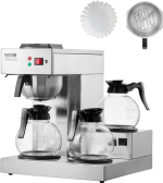 Vevor 12-Cup Commercial Drip Coffee Maker with 3 Glass Carafes and Warming Plates New