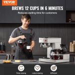 Vevor 12-Cup Commercial Drip Coffee Maker with 3 Glass Carafes and Warming Plates New - Image 3