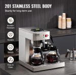 Vevor 12-Cup Commercial Drip Coffee Maker with 3 Glass Carafes and Warming Plates New - Image 6