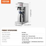 Vevor 12-Cup Commercial Drip Coffee Maker with Thermal Carafe New - Image 8