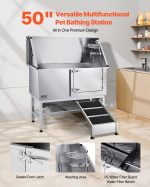 Vevor Dog Grooming Tub 50" Stainless Steel with Anti-Slip Ramp and Dual-Control Faucet New - Image 4