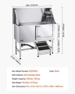 Vevor Dog Grooming Tub 50" Stainless Steel with Anti-Slip Ramp and Dual-Control Faucet New - Image 9