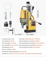 Vevor Magnetic Drill Press 1400W 2" Boring Diameter 2922 lbf Magnetic Force 0-750 RPM New - Image 8