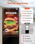 Vevor 4K Touchscreen Digital Signage Kiosk 55" Floor Standing LCD Display New - Image 5