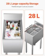Vevor Commercial Underbar Ice Bin 7.4 Gal Stainless Steel with Sliding Lid and Bottle Holders New - Image 3