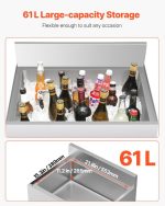 Vevor Commercial Underbar Ice Bin 16.1 Gal Stainless Steel with Sliding Lid and Bottle Holders New - Image 3