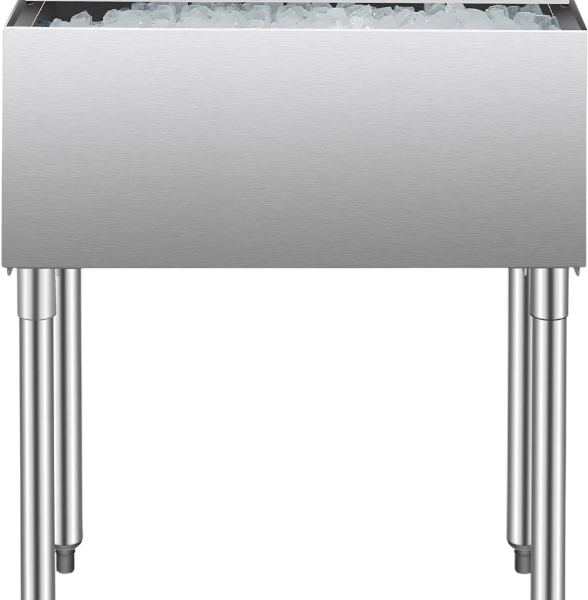 Vevor Commercial Underbar Ice Bin 20.7 Gal Stainless Steel with Sliding Lid and Bottle Holders New