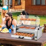 Vevor Electric 18 Hot Dog 7-Roller Grill Machine with Bun Warmer and Cover 1200W New - Image 2