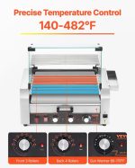 Vevor Electric 18 Hot Dog 7-Roller Grill Machine with Bun Warmer and Cover 1200W New - Image 4