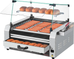Vevor Electric 30 Hot Dog 11-Roller Grill Machine with Bun Warmer and Cover 1950W New