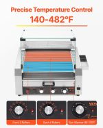 Vevor Electric 30 Hot Dog 11-Roller Grill Machine with Bun Warmer and Cover 1950W New - Image 4