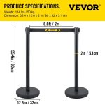 Vevor Crowd Control Stanchions 8-Pack with Retractable Belts Stainless Steel Posts New - Image 8