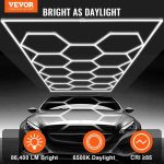 Vevor Hexagon LED Ceiling Light 86,400LM 14-Grid Honeycomb Garage Lighting Kit New - Image 3