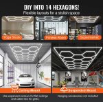 Vevor Hexagon LED Ceiling Light 86,400LM 14-Grid Honeycomb Garage Lighting Kit New - Image 4