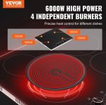 Vevor Built-In Electric Radiant Ceramic Cooktop 24" 4 Burners 6000W New - Image 3