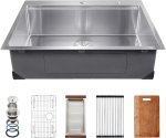 Vevor Drop-In Kitchen Sink 30" Stainless Steel Top-Mount Single Bowl with Workstation New