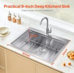 Vevor Drop-In Kitchen Sink 30" Stainless Steel Top-Mount Single Bowl with Workstation New - Image 3