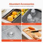 Vevor Drop-In Kitchen Sink 30" Stainless Steel Top-Mount Single Bowl with Workstation New - Image 7