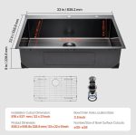 Vevor Drop-In Kitchen Sink 33" Stainless Steel Top-Mount Single Bowl Black New - Image 8