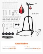 Vevor 2-in-1 Heavy Duty Punching Bag Stand Adjustable Steel Frame New - Image 8