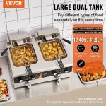 Vevor Commercial Electric Deep Fryer Dual Tank 2 x 9 Qt 3500W Countertop New - Image 3