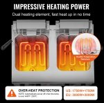Vevor Commercial Electric Deep Fryer Dual Tank 2 x 9 Qt 3500W Countertop New - Image 4