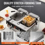 Vevor Commercial Electric Deep Fryer Dual Tank 2 x 9 Qt 3500W Countertop New - Image 7