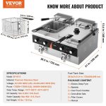 Vevor Commercial Electric Deep Fryer Dual Tank 2 x 9 Qt 3500W Countertop New - Image 8