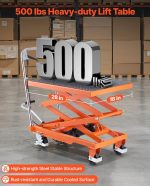Vevor Hydraulic Lift Table 500 Lb 47.2" Height Double Scissor with Non-Slip Pad New - Image 3