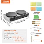 Vevor Commercial Electric Crepe Maker 16" Double Head 3400W New - Image 8