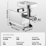 Vevor Commercial Electric Meat Grinder 7 Lbs/Min 350W Sausage Maker New - Image 8