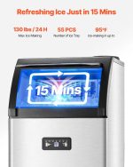 Vevor Commercial Ice Maker 130 Lbs/24H Freestanding Machine with 33 Lbs Storage New - Image 3