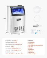 Vevor Commercial Ice Maker 130 Lbs/24H Freestanding Machine with 33 Lbs Storage New - Image 8