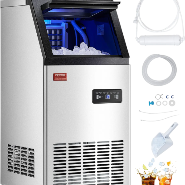 Vevor Commercial Ice Maker 110 Lbs/24H with 28 Lb Storage and Self-Cleaning New