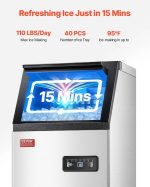 Vevor Commercial Ice Maker 110 Lbs/24H with 28 Lb Storage and Self-Cleaning New - Image 3