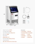 Vevor Commercial Ice Maker 110 Lbs/24H with 28 Lb Storage and Self-Cleaning New - Image 8