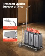 Vevor 3-Wheel Bellman Luggage Cart 660 Lb Capacity Stainless Steel Hotel Trolley New - Image 3