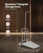 Vevor 3-Wheel Bellman Luggage Cart 660 Lb Capacity Stainless Steel Hotel Trolley New - Image 6