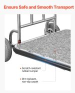 Vevor 3-Wheel Bellman Luggage Cart 660 Lb Capacity Stainless Steel Hotel Trolley New - Image 7