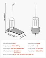 Vevor 3-Wheel Bellman Luggage Cart 660 Lb Capacity Stainless Steel Hotel Trolley New - Image 8
