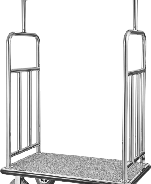 Vevor Bellman Luggage Cart 1200 Lbs Capacity Stainless Steel 4-Wheels Hotel Trolley New