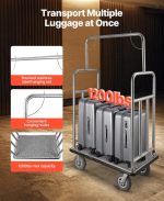 Vevor Bellman Luggage Cart 1200 Lbs Capacity Stainless Steel 4-Wheels Hotel Trolley New - Image 3