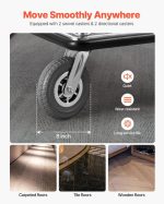 Vevor Bellman Luggage Cart 1200 Lbs Capacity Stainless Steel 4-Wheels Hotel Trolley New - Image 5