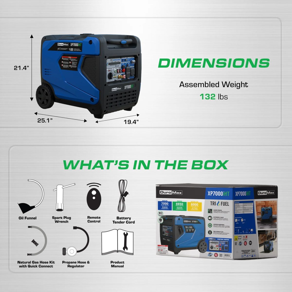 DuroMax XP7000iHT 5500W/7000W Tri Fuel Generator Gas Propane NG Remote Start Inverter CO Alert New - Image 8