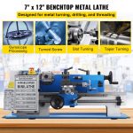 Vevor Mini Metal Lathe 7" x 12" Variable Speed 2250 RPM 400W New - Image 2