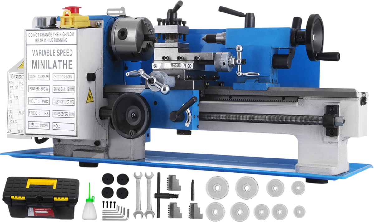 Vevor Mini Metal Lathe 7" x 12" Variable Speed 2250 RPM 400W New - Image 1