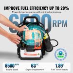 Vevor Backpack Leaf Blower 63cc 2-Cycle Gas Powered 1110 CFM New - Image 3