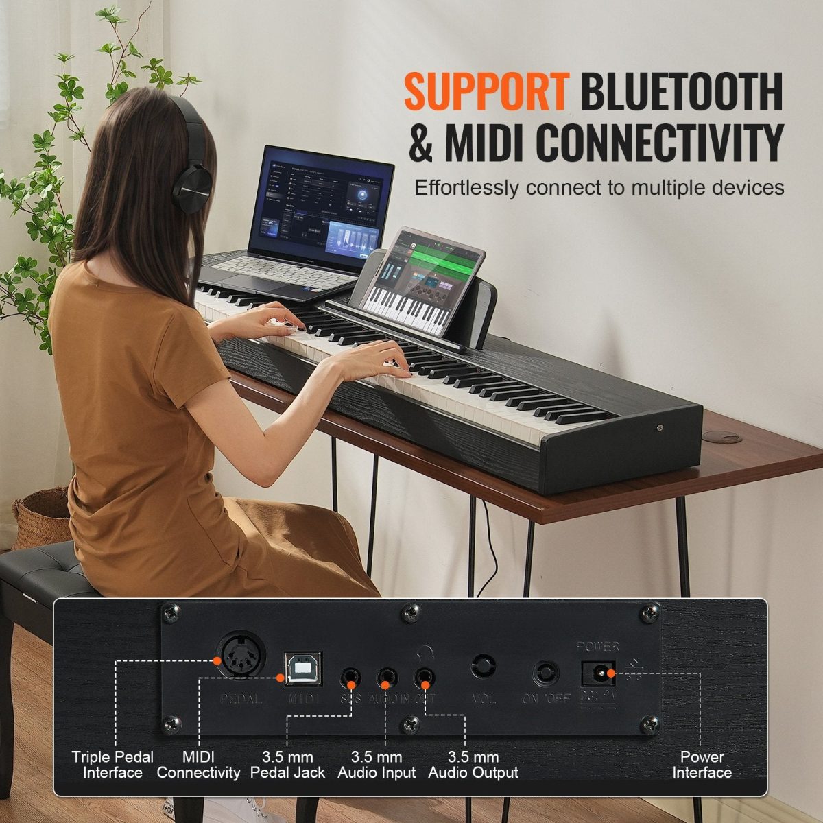 Vevor Digital Piano 88 Key Fully Weighted Dual Keyboard Speakers with Sustain Pedal New - Image 6